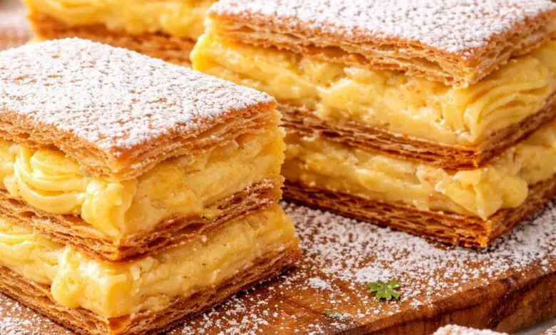 Milhojas de Crema Pastelera: Receta Casera Crujiente y Deliciosa