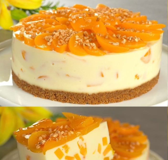 No-Bake Peach Cake Tarta de Durazno Fría