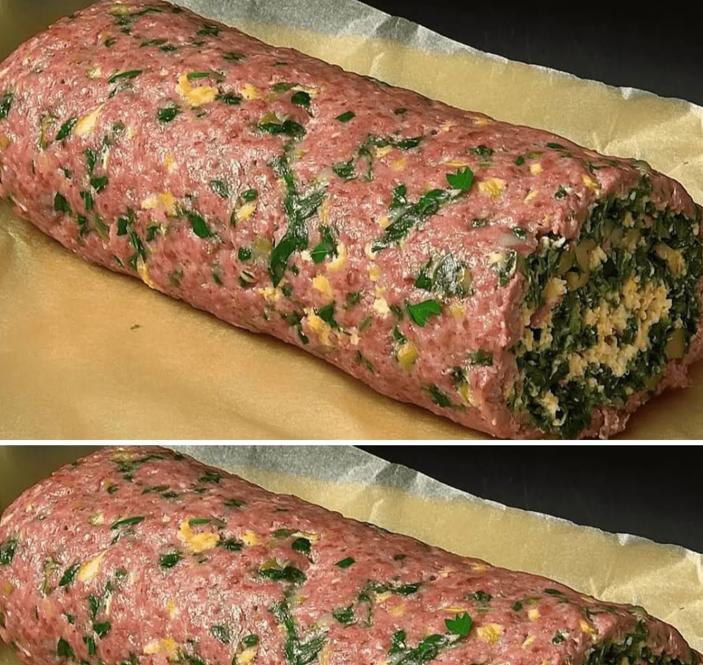Spinach & Mushroom Rolled Meatloaf